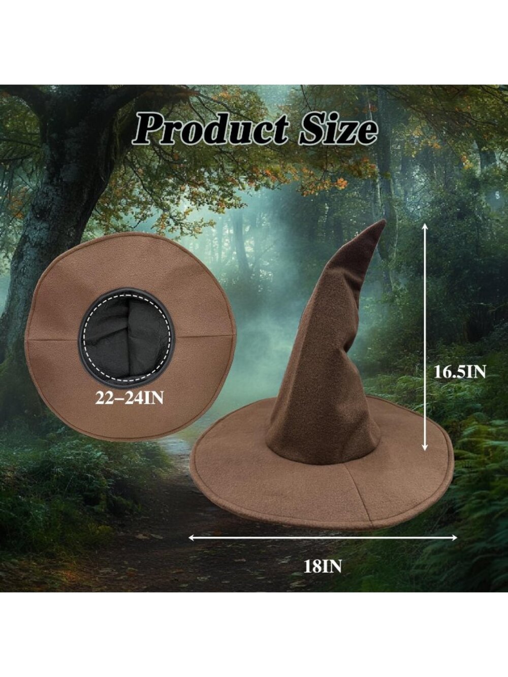 Halloween Brown Wizard Witch Hat Novelty Cosplay Accessories For Christmas Party - Picture 4 of 7